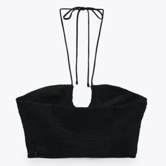 NWT Zara Draped Ruched Halter Crop Top - Picture 6 of 13